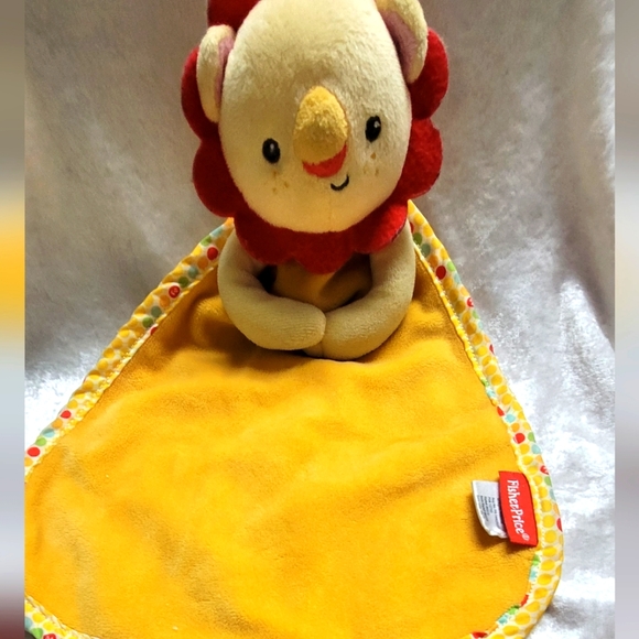 Fisher-Price Other - Fisher Price Lion Lovey Baby Rattle & Security Blanket Yellow Plush 2015